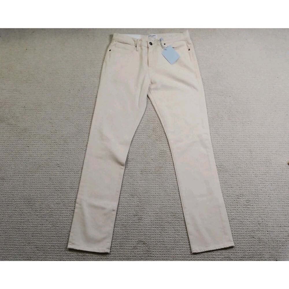 NWT Frame L'Homme Mid Rise Slim Fit White Oat Jeans Mens 33W x 32L Style LMH467